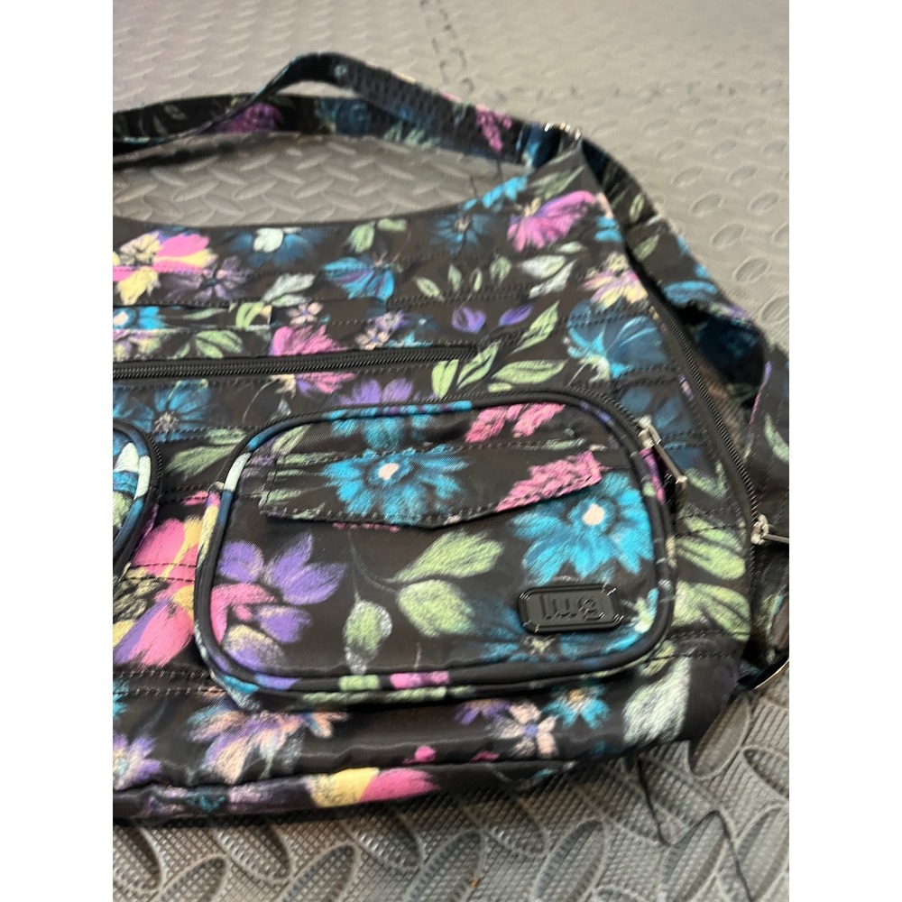 LUG Zipliner Convertible Hobo Bag Bloom Black Floral Purse Travel Shoulder Bag - Picture 5 of 13